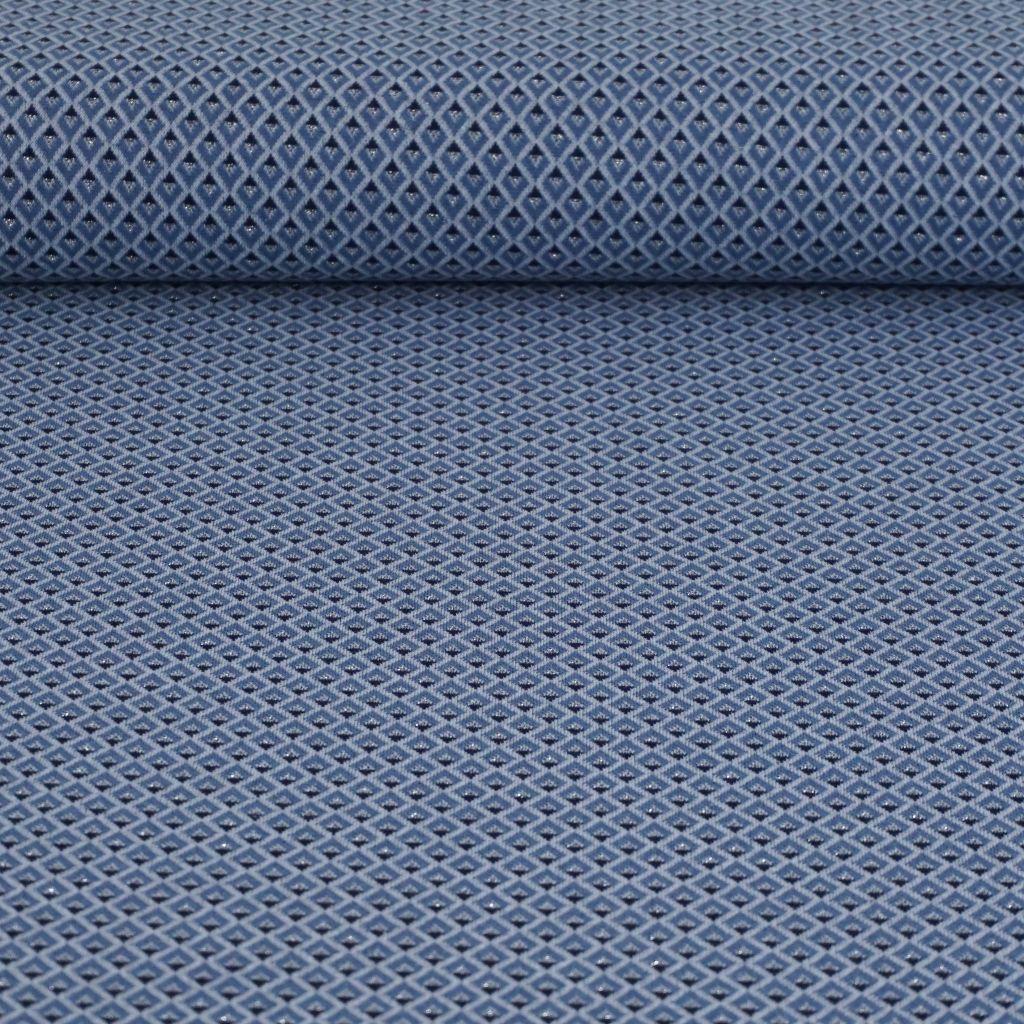 Jacquard-Strick Rauten blau silber